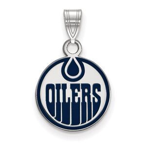 Sterling Silver NHL Edmonton Oilers SM Enamel Disc Pendant
